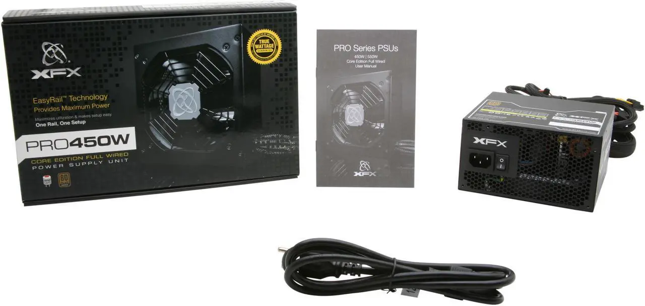 Alt view image 7 of 7 - XFX ProSeries P1-450S-X2B9 450 W ATX12V / EPS12V SLI Ready CrossFire Ready 80 PLUS BRONZE Certified Active PFC Core Edition V2 Full Wired Power Supply