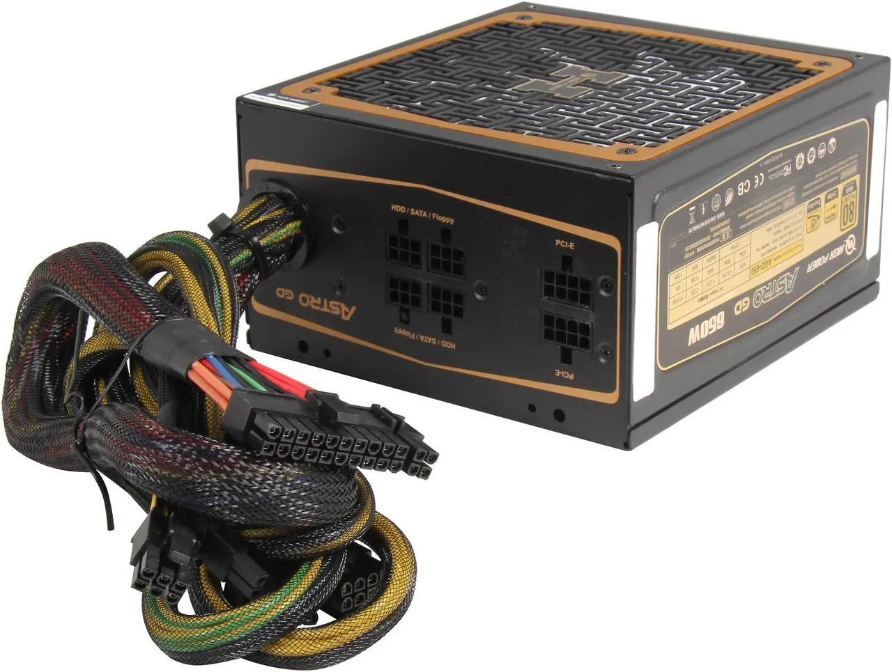 Alt view image 4 of 7 - HighPower Astro GD 650W, Digital, 80+ Gold, Single +12 Rails, SLI/Cross Fire ready, Module, Active PFC Power Supply