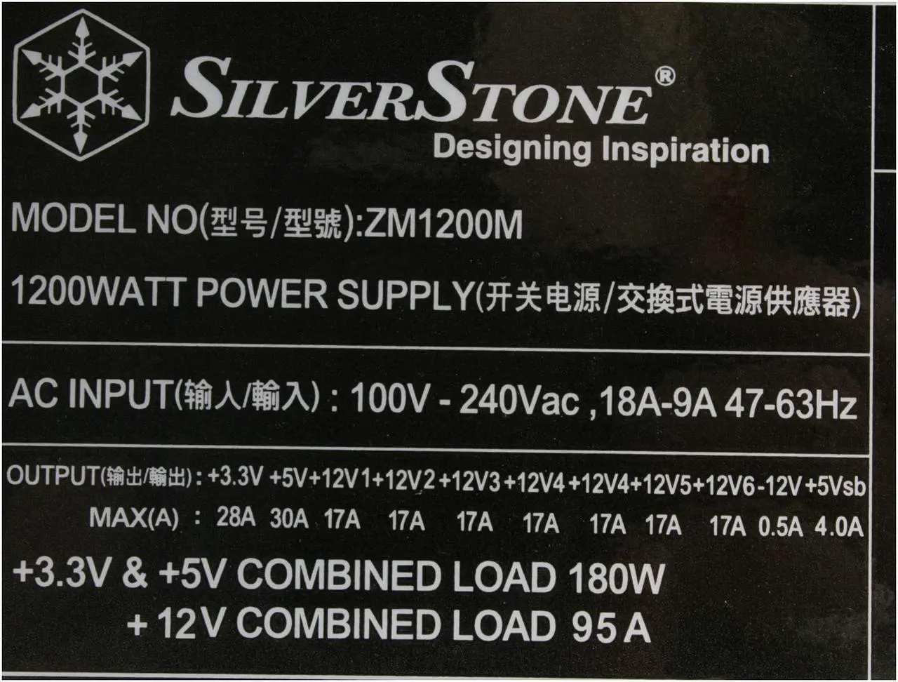 Alt view image 4 of 9 - SilverStone ZM1200M 1200 W ATX 12V 2.3 & EPS 12V SLI Ready CrossFire Ready Modular Active PFC Power Supply