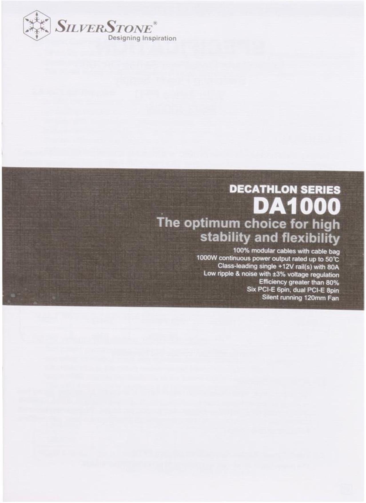 Alt view image 10 of 11 - SilverStone DA1000 1000 W ATX 12V 2.2 & EPS 12V SLI Ready CrossFire Ready Full Modular Active PFC Power Supply