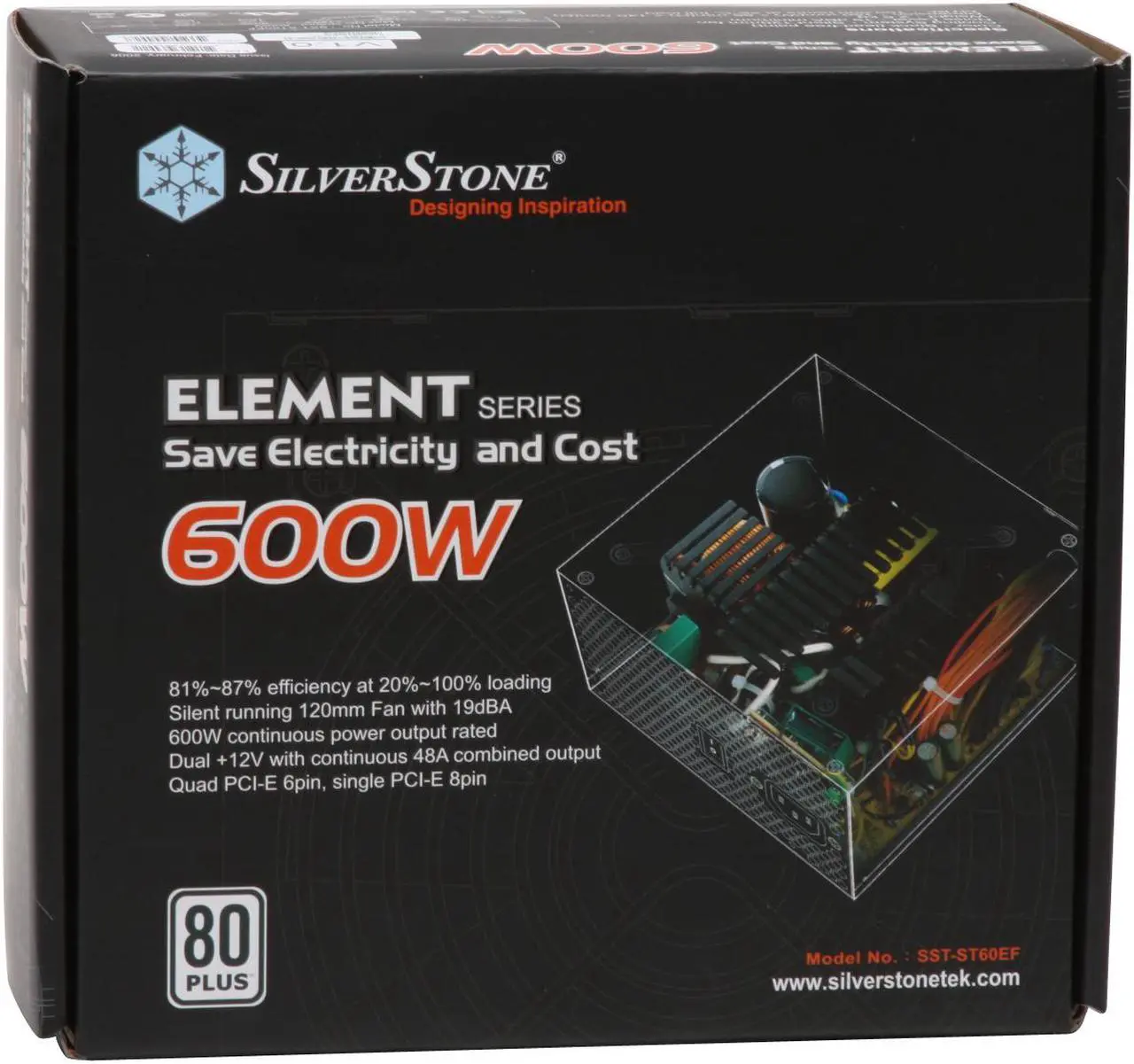 Alt view image 10 of 10 - SilverStone ELEMENT ST60EF 600 W ATX12V / EPS12V SLI Ready CrossFire Ready 80 PLUS BRONZE Certified Active PFC Power Supply