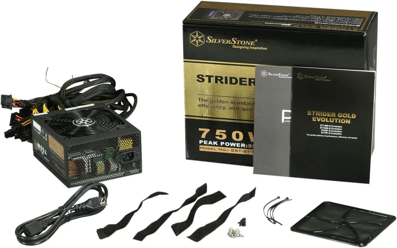 Alt view image 7 of 7 - SILVERSTONE Strider Gold Evolution SST-ST75F-G Evolution 750W ATX 12V v2.3 / EPS 12V 80 PLUS GOLD Certified 100% Modular, Active PFC Power Supply, with 140mm Fan Filter
