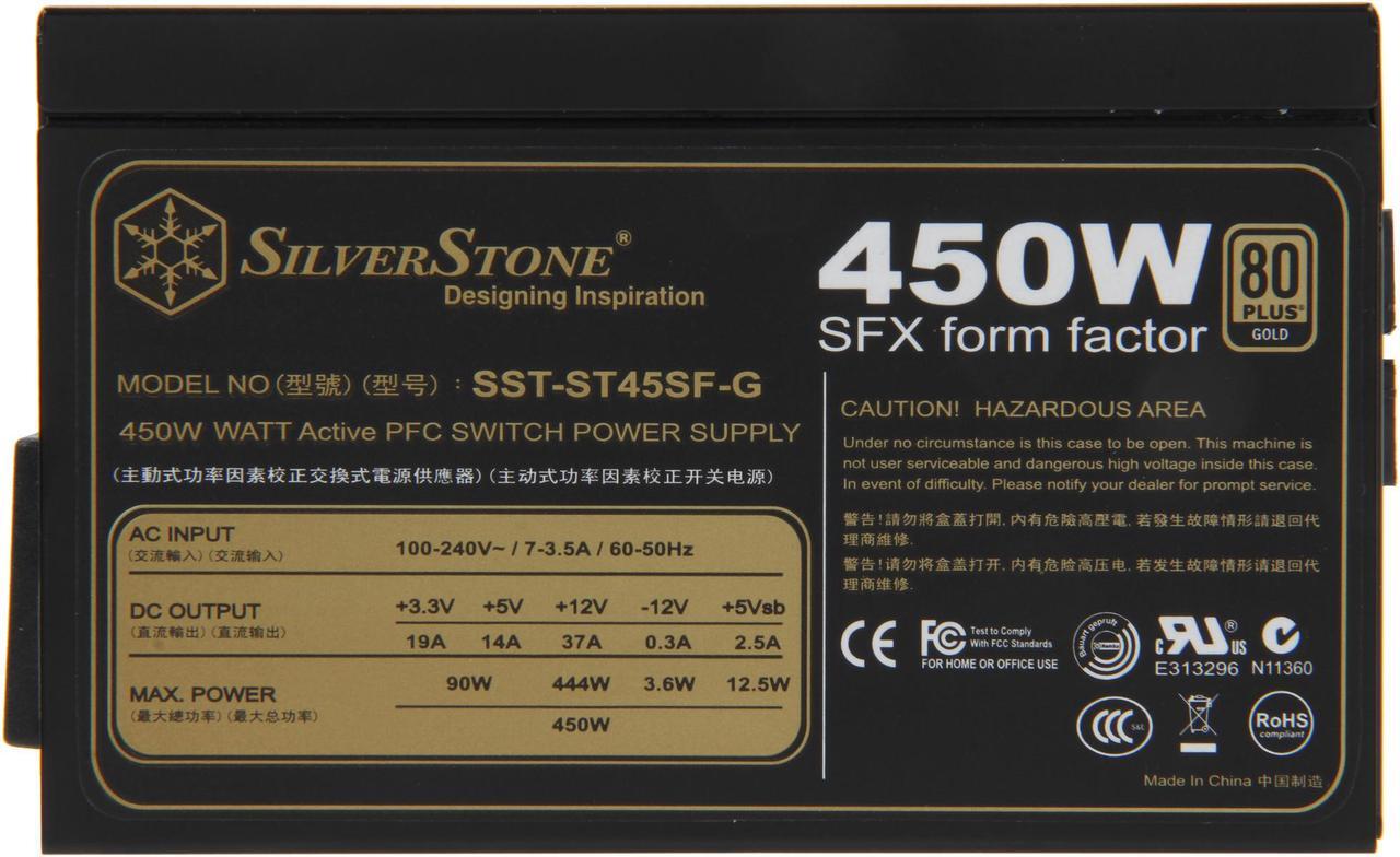 Alt view image 7 of 7 - SilverStone ST45SF-G 450 W SFX12V SLI Ready CrossFire Ready 80 PLUS GOLD Certified Full Modular Active PFC Power Supply