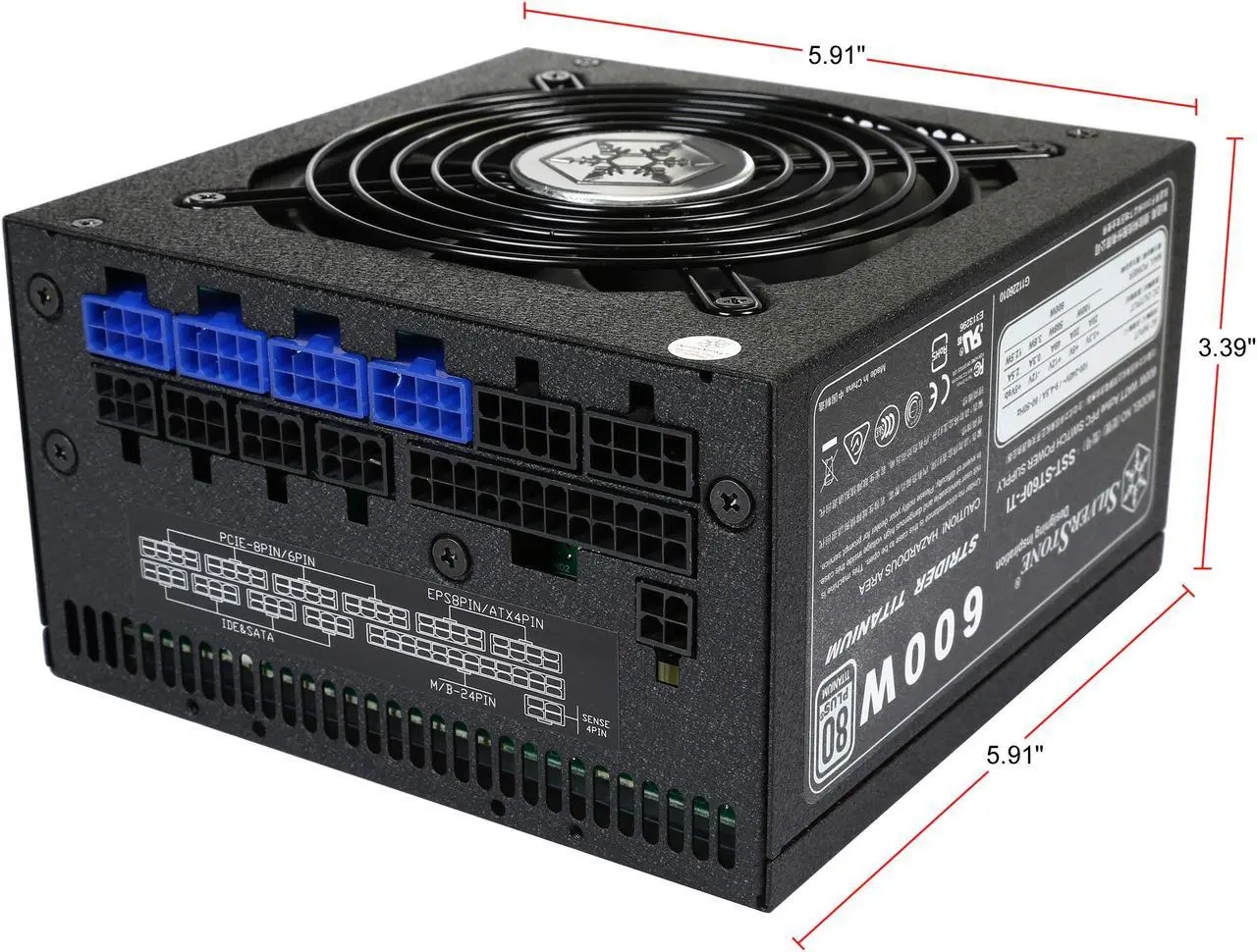 Alt view image 5 of 7 - SilverStone Strider SST-ST60F-TI 600 W ATX 80 PLUS TITANIUM Certified Full Modular Active PFC Power Supply