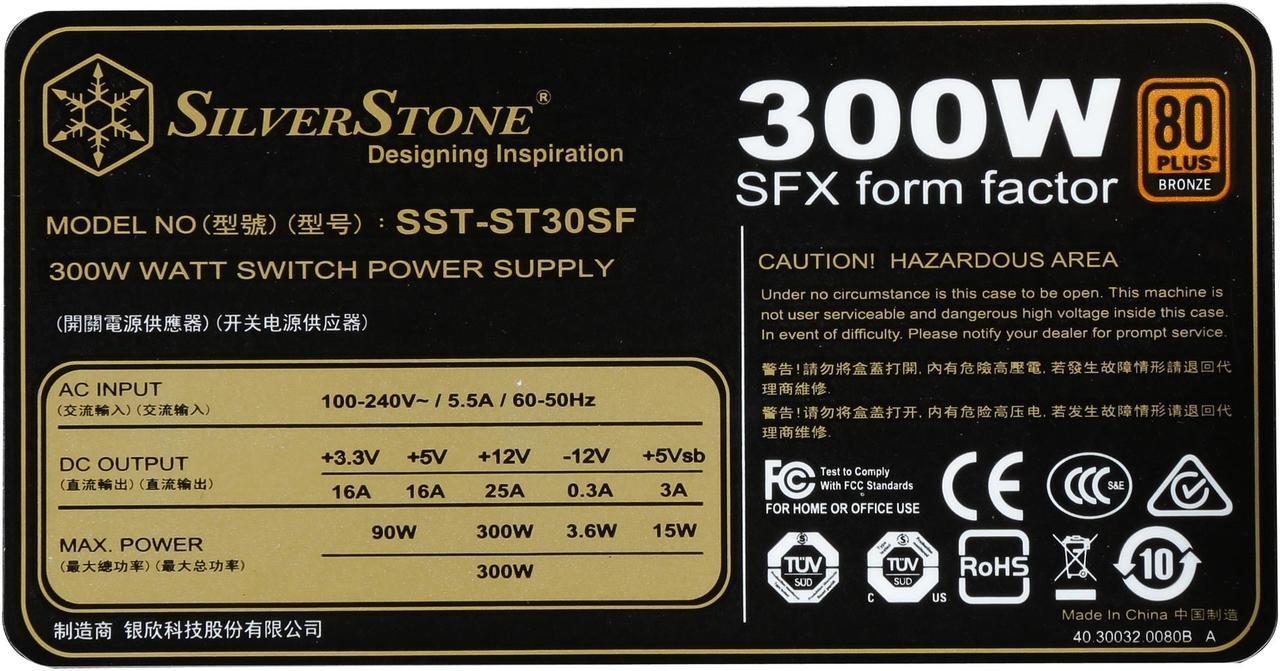 Alt view image 7 of 7 - SilverStone SFX Series SST-ST30SF-V2 300 W SFX 80 PLUS BRONZE Certified Active PFC Power Supply