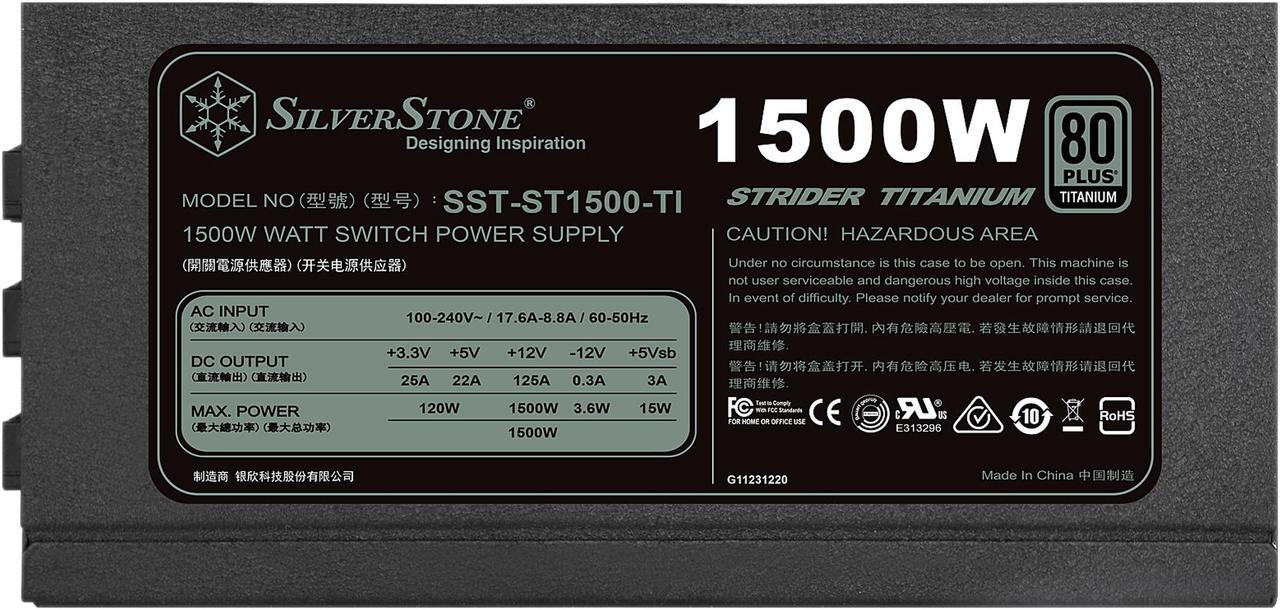 Alt view image 2 of 8 - SilverStone PS-ST1500-TI 1500 W ATX12V 80 PLUS TITANIUM Certified Active PFC Power Supply