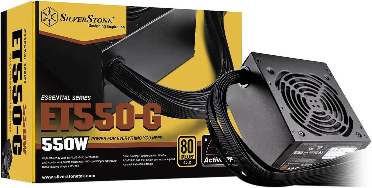 Alt view image 12 of 13 - SilverStone Essential Series 550 W ATX 80 PLUS GOLD Certified Active PFC(PF > 0.90 at full load) PFC PFC 80 PLUS GOLD Certified Compatible with ATX12V v2.4 Power Supply