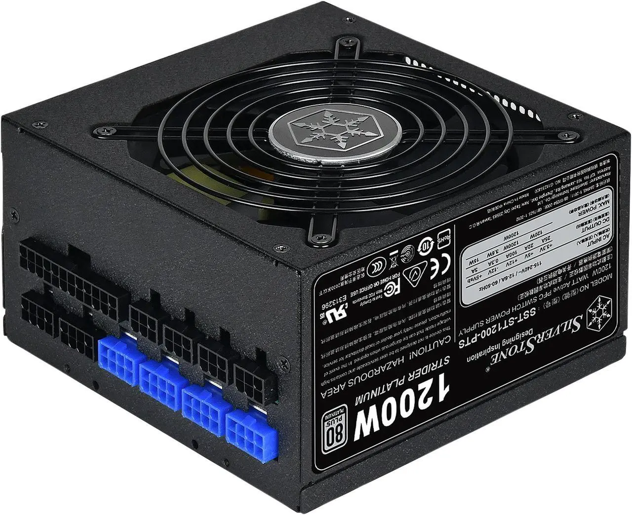 Main image of SilverStone Strider Platinum series SST-ST1200-PTS 1200 W ATX12V v2.4 80 PLUS PLATINUM Certified Full Modular Active PFC Power Supply