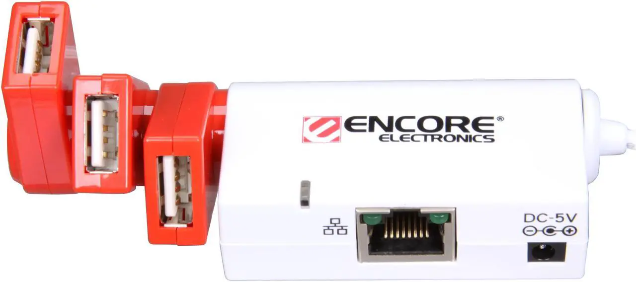 Alt view image 3 of 5 - ENCORE ENUET-3USB 3-Port USB2.0 Hub with Ethernet Adapter