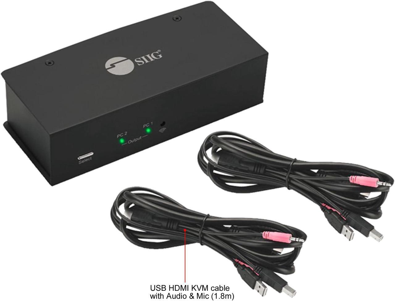 Alt view image 2 of 2 - SIIG CE-KV0711-S1 2x1 Dual View USB HDMI KVM Switch - 4K, Dual Display or Extended Display