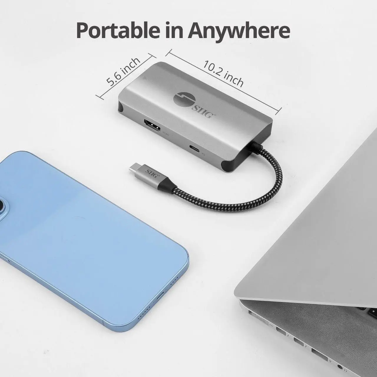 Alt view image 5 of 6 - SIIG USB-C to HDMI with LAN Hub & PD Charging Adapter - HDMI 4K@30Hz, two USB-A 5Gbps, GbE, PD100W - Space Gray JU-H30L11-S1