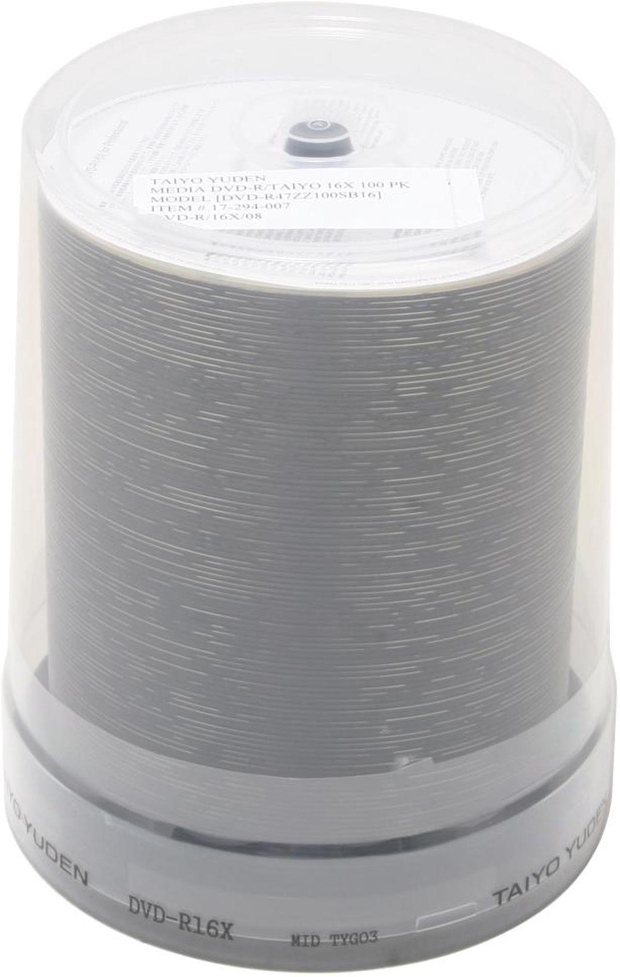 Main image of TAIYO YUDEN 4.7GB 16X DVD-R Thermal Printable 100 Packs Spindle Disc Model DVD-ZZ100SB16