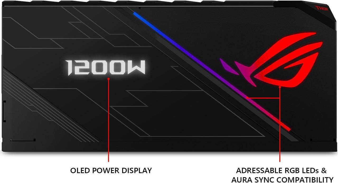 Alt view image 2 of 7 - ASUS ROG Thor 1200 80+ Platinum 1200W Fully Modular RGB Power Supply with LIVEDASH OLED Panel and 10 Year Warranty