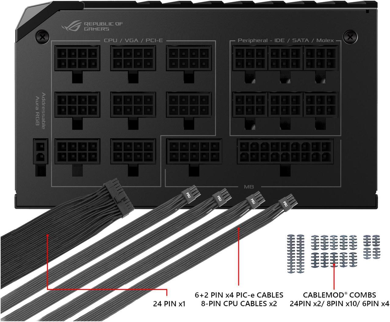 Alt view image 4 of 7 - ASUS ROG Thor 1200 80+ Platinum 1200W Fully Modular RGB Power Supply with LIVEDASH OLED Panel and 10 Year Warranty