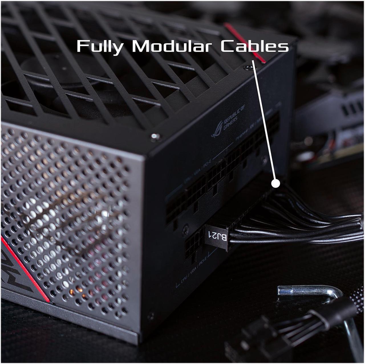 Alt view image 3 of 8 - ASUS ROG Strix 650 Full Modular 80 Plus Gold 650W ATX Power Supply with 0dB Axial Tech Fan and 10 Year Warranty