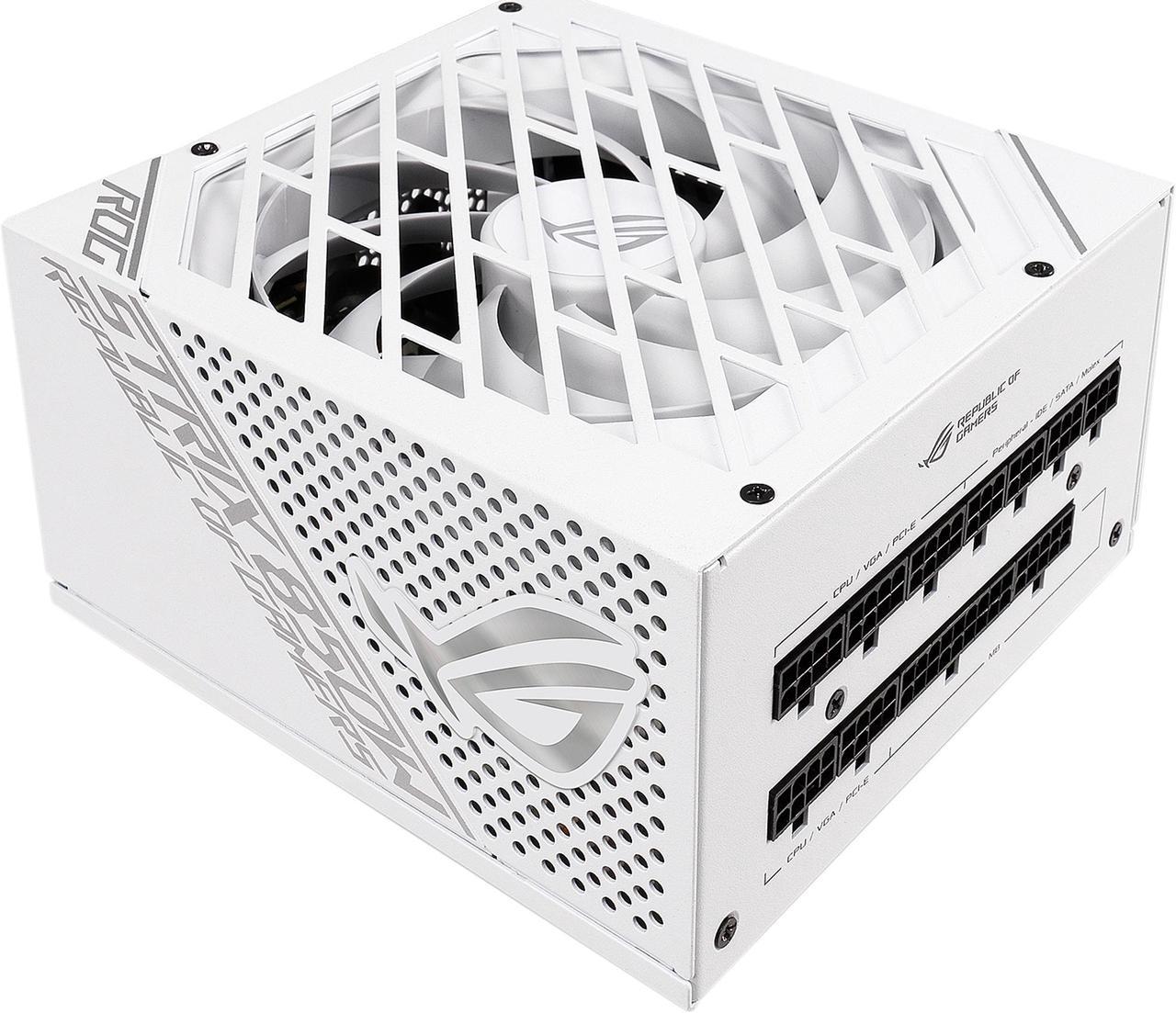 ASUS ROG STRIX 850G 850W White Edition Power Supply, ROG Heatsinks, Axial-tech Fan Design, Dual Ball Fan Bearings, 0dB Technology, 80 PLUS Gold Certification, Fully Modular Cables, 10-year Warranty