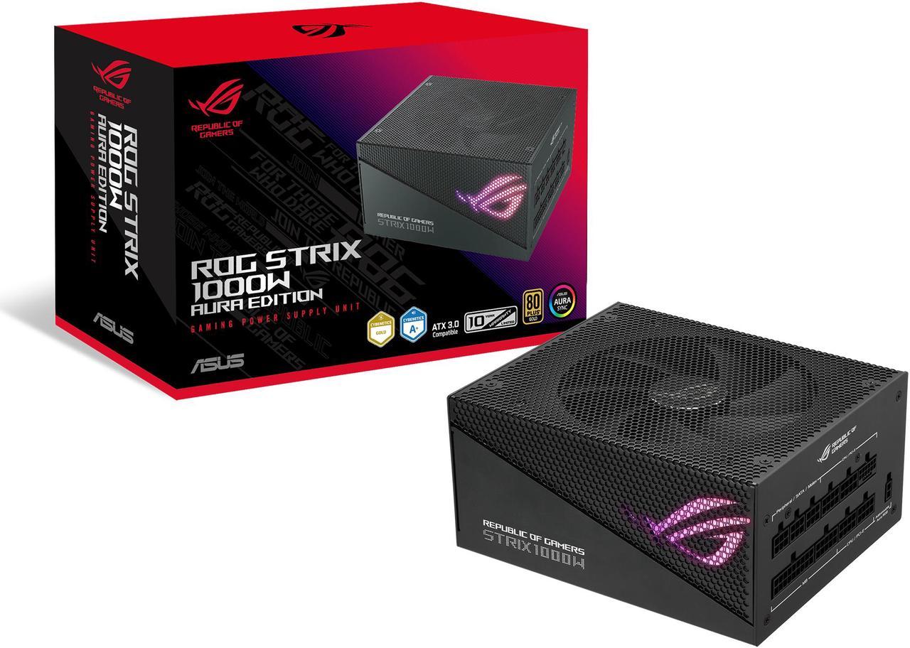 ASUS ROG Strix 1000W Gold Aura Edition (Fully Modular Power Supply, 80+ Gold Certified, ATX 3.0, Cybenetics Lambda A+ Certification , PCIe Gen 5.0 Ready, Axial-tech Fan, Aura Sync)