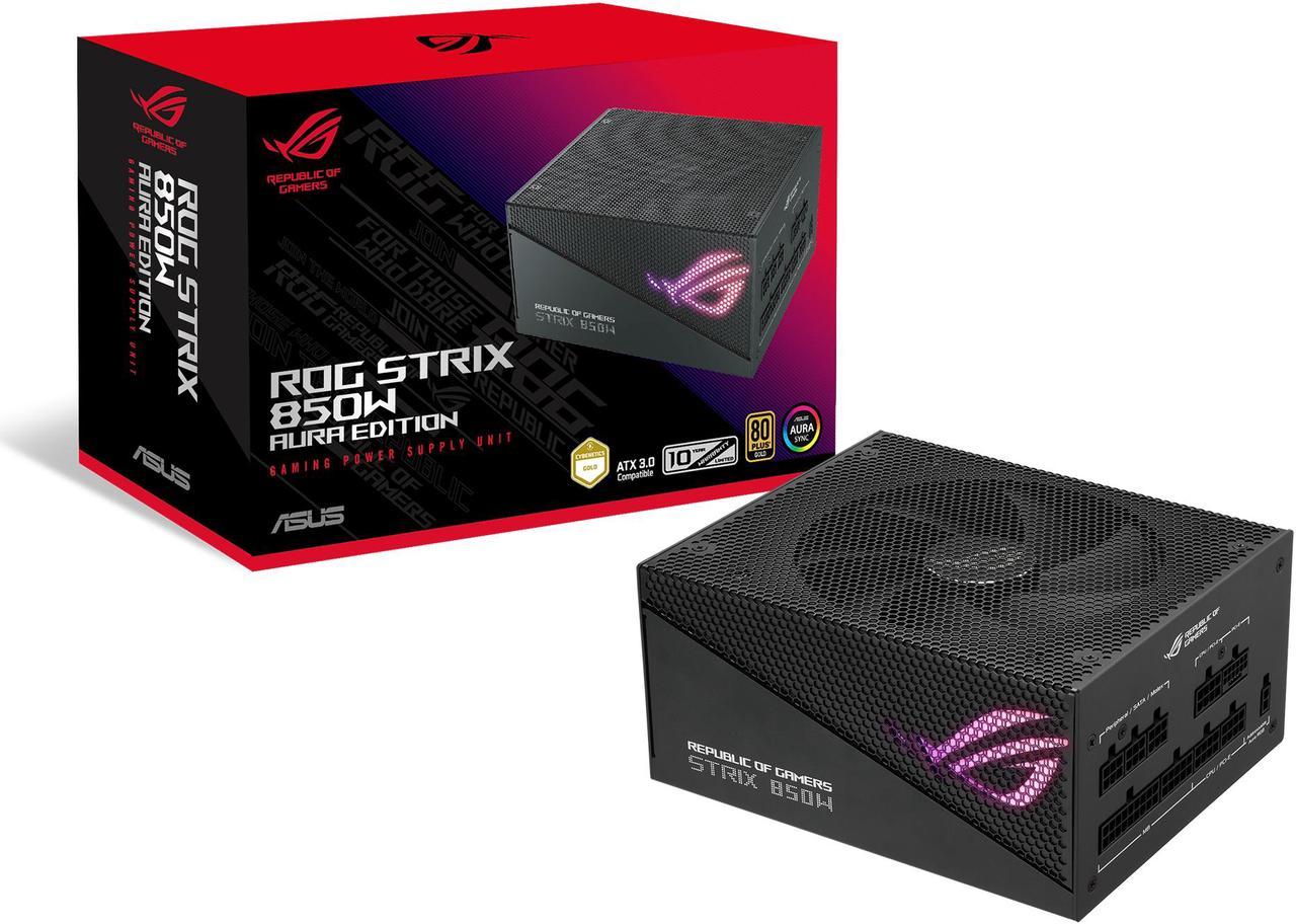 ASUS ROG Strix 850W Gold Aura Edition (Fully Modular Power Supply, 80+ Gold Certified, ATX 3.0, Cybenetics Lambda A++ Certification, PCIe Gen 5.0 Ready, Axial-tech Fan, Aura Sync)