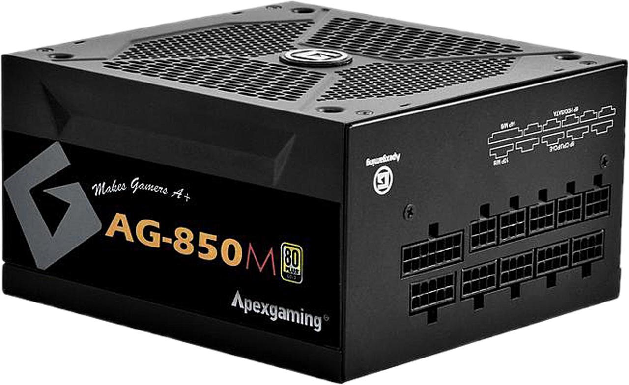 APEXGAMING AG Series Gaming Power Supply (AG-850M), 850W 80 Plus Gold Certified, Fully Modular, Active PFC, Continuous Power 850W, Peak Power 1050W