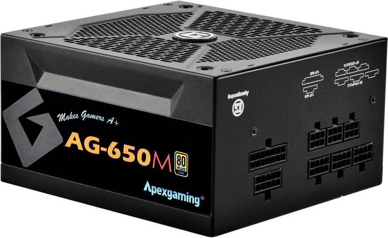 Main image of APEXGAMING AG Series Gaming Power Supply (AG-650M), 650W 80 Plus Gold Certified, Fully Modular, Active PFC, Continuous power 650W, Peak power 850W, 10 Year Warranty