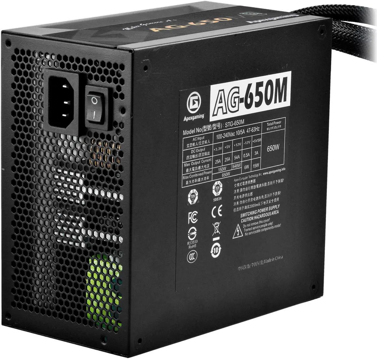 Alt view image 6 of 7 - APEXGAMING AG Series Gaming Power Supply (AG-650M), 650W 80 Plus Gold Certified, Fully Modular, Active PFC, Continuous power 650W, Peak power 850W, 10 Year Warranty