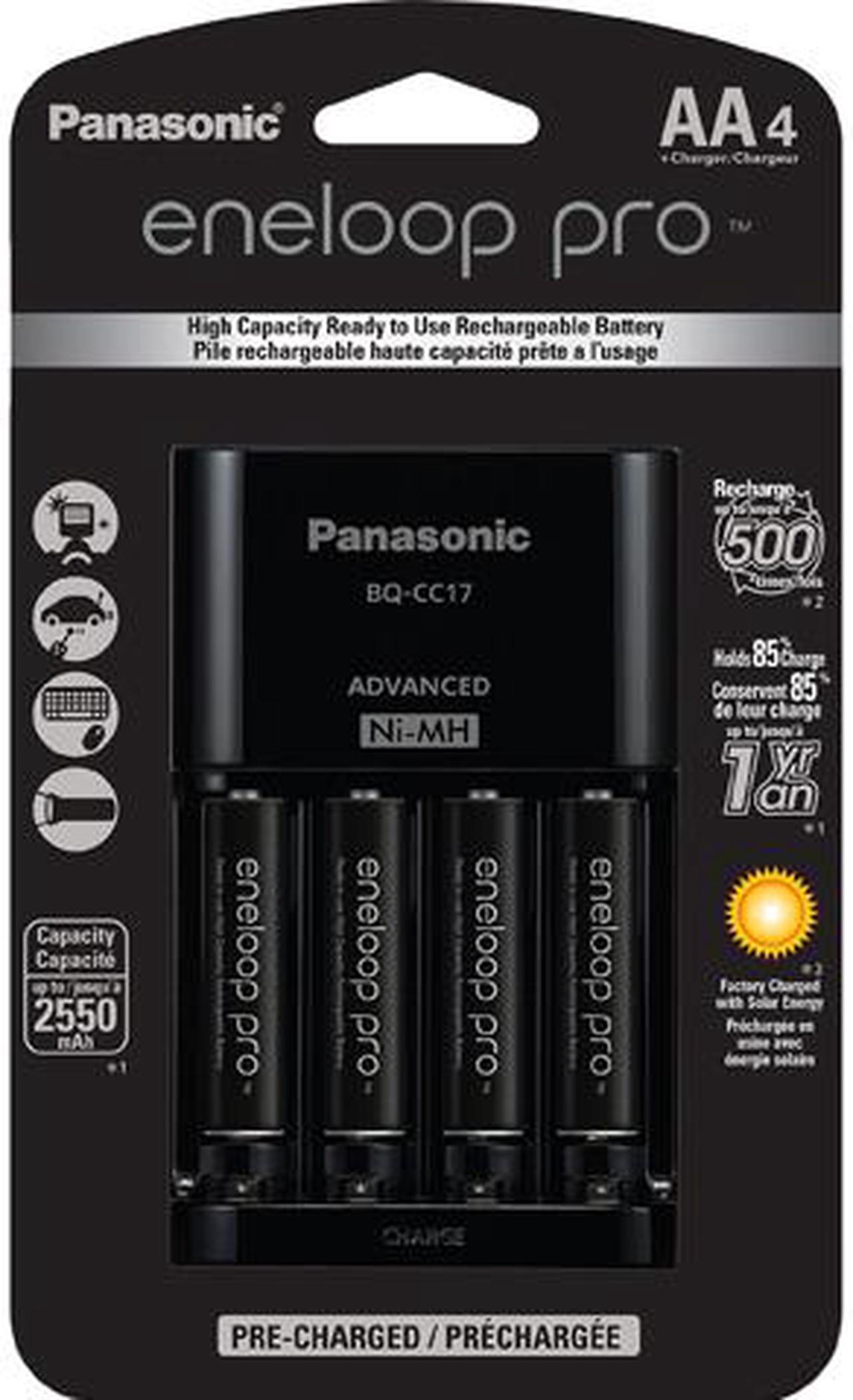 Main image of Panasonic Eneloop Pro AA/AAA Individual Cell Battery Charger with 4 pack AA 2550mAh Ni-MH Rechargeable Batteries