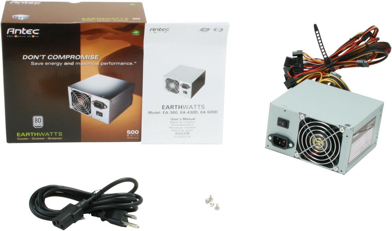 Alt view image 6 of 6 - Antec earthwatts EA500 500W Continuous Power ATX12V v2.2 80 PLUS Certified  Active PFC "Compatible with Core i7/Core i5" Power Supply