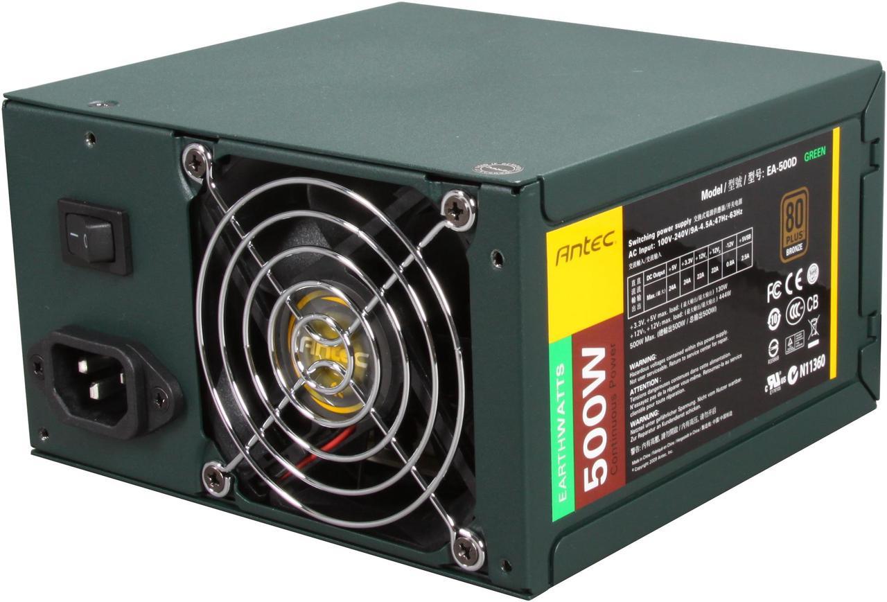 Antec EarthWatts EA-500D Green 500 W ATX12V v2.3 / EPS12V 80 PLUS BRONZE Certified Active PFC Power Supply