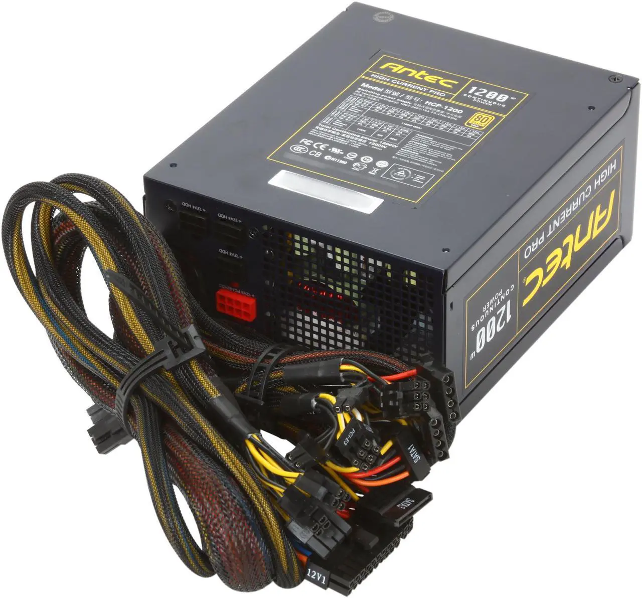 Alt view image 3 of 6 - Antec High Current Pro HCP-1200 1200W ATX12V / EPS12V SLI Ready 80 PLUS GOLD Certified Yes, High Current Hybrid Cable Management Active PFC Power Supply - Intel Haswell Fully Compatible