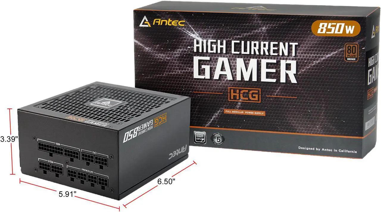 Alt view image 10 of 10 - Antec HCG850 Bronze 850W Fully Modular, 80 PLUS BRONZE, 135mm DBB Fan, Full Japanese Heavy-Duty Caps, 5 Year Warranty