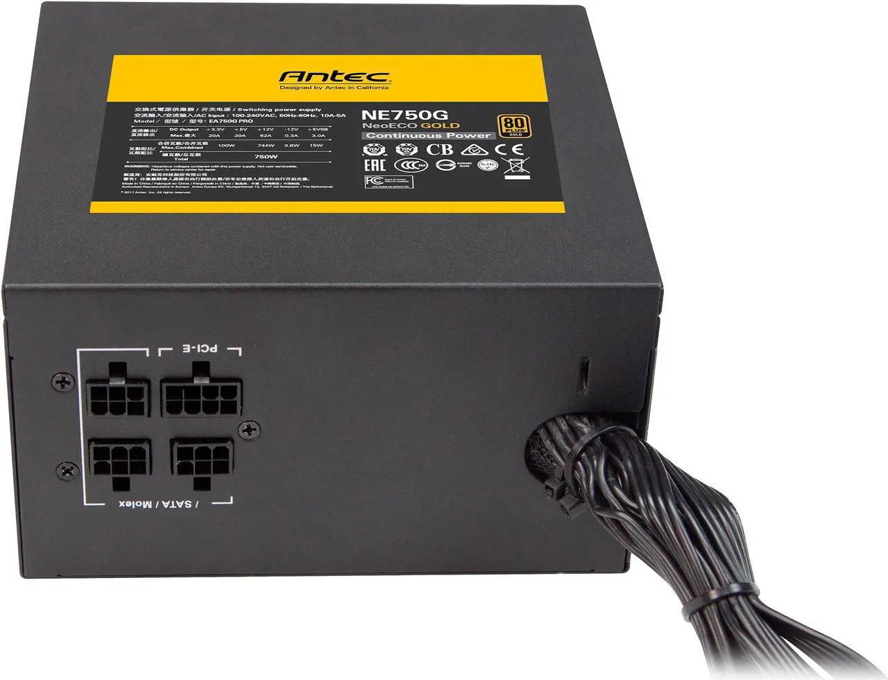 Alt view image 8 of 20 - Antec NeoECO Series NE750G 750W ATX 12V / EPS 12V 80 PLUS GOLD Certified Semi-Modular Compact 140 mm Size 7 Year Warranty Power Supply