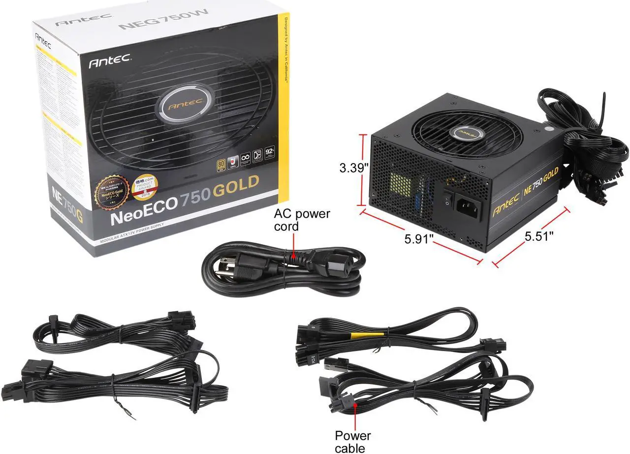 Alt view image 21 of 20 - Antec NeoECO Series NE750G 750W ATX 12V / EPS 12V 80 PLUS GOLD Certified Semi-Modular Compact 140 mm Size 7 Year Warranty Power Supply