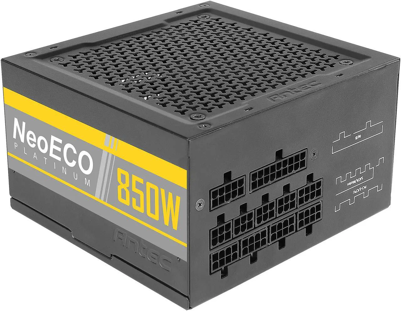 Alt view image 2 of 10 - Antec NeoECO Platinum NE850 Platinum Power Supply 850W, 80 PLUS Platinum Certified with 7-Year Warranty, 120mm Silent Fan, LLC + DC to DC Design, Japanese Caps, CircuitShield Protection & Zero RPM Mode