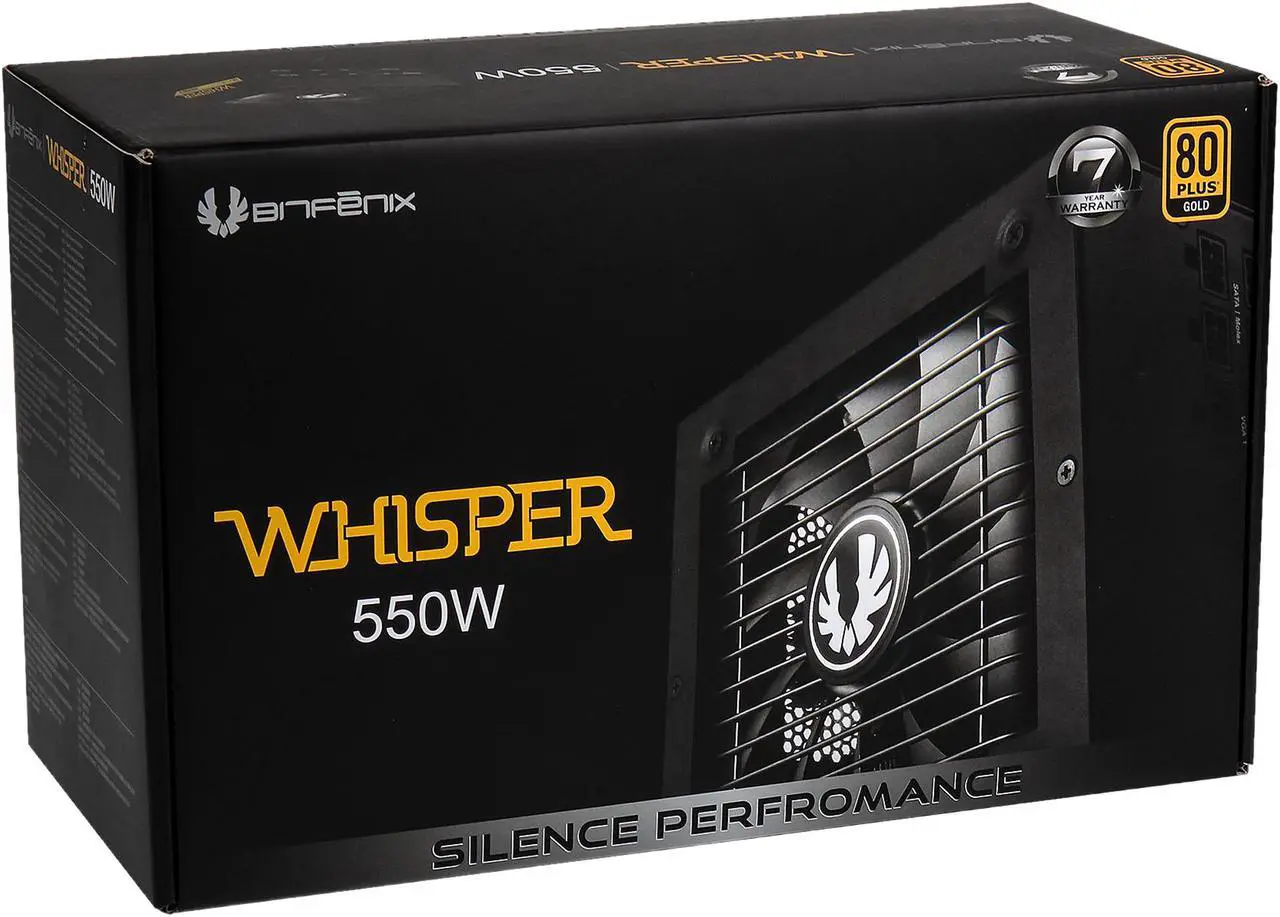 Alt view image 12 of 12 - BitFenix Whisper M 80 Plus Gold Full Modular 550W PSU, BWG550M