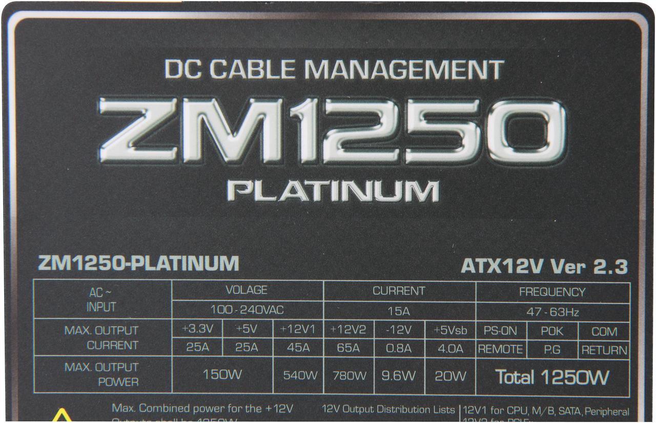Alt view image 5 of 8 - ZALMAN 1250 Platinum 1250 W ATX12V v2.3 SLI Certified CrossFire Certified 80 PLUS PLATINUM Certified Modular Active PFC PFC SLI CrossFire Modular 1250W Power Supply