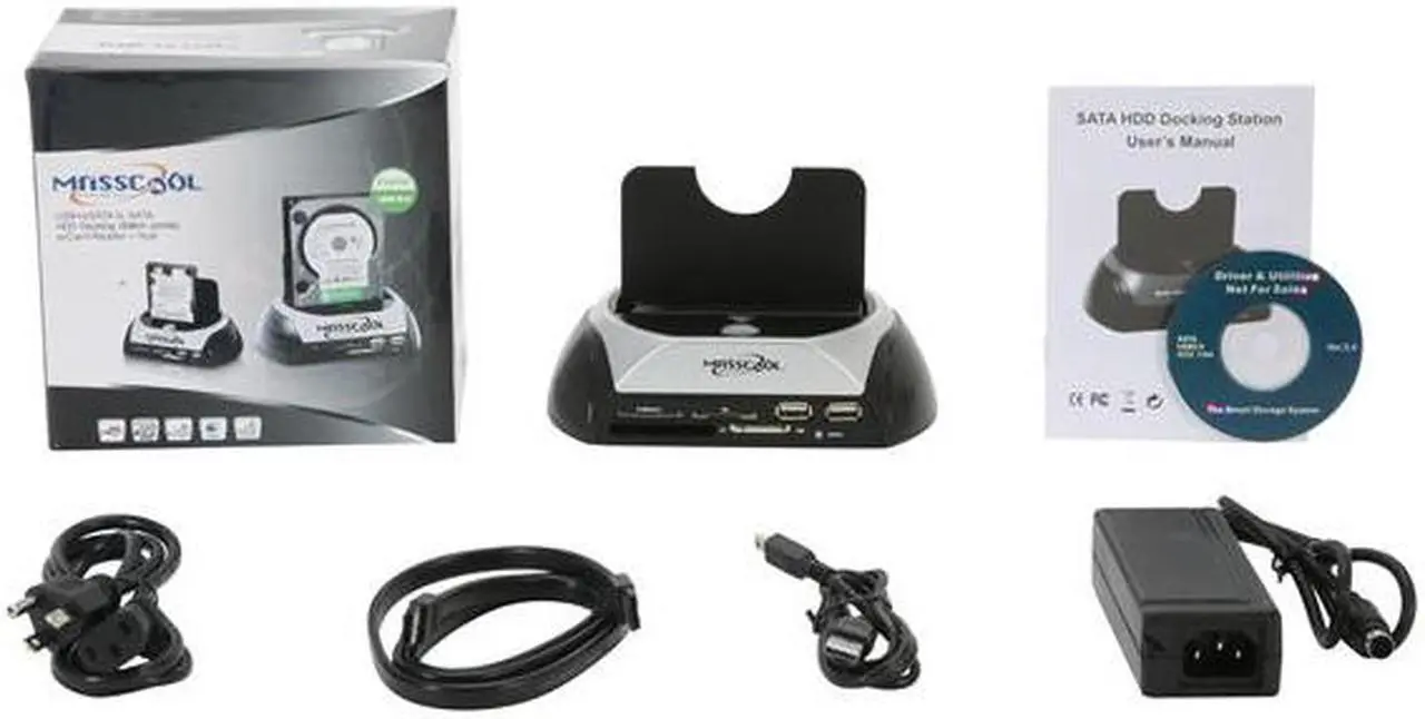 Alt view image 7 of 7 - Masscool DS-UES002CH USB2.0 + eSATA to 2.5"/3.5" SATA HDD Docking Station with Card Reader + Hub and one touch backup function