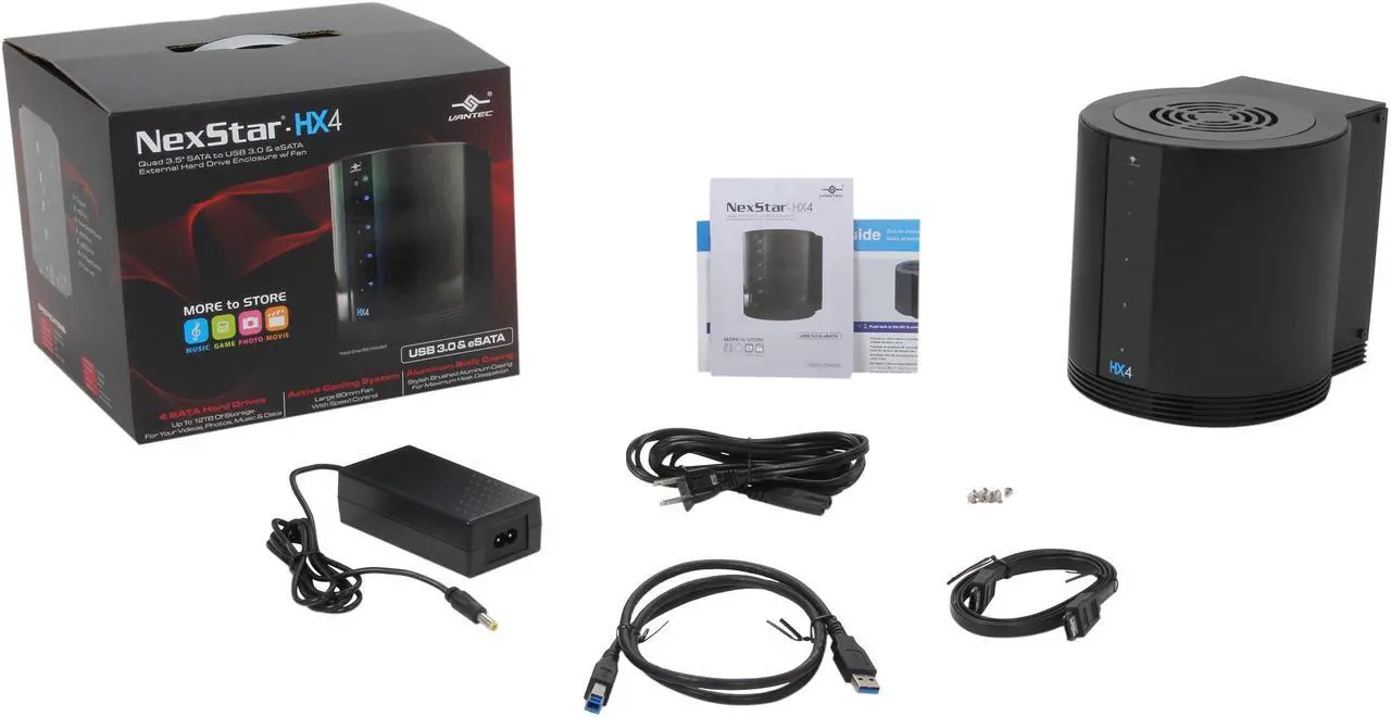 Alt view image 7 of 6 - VANTEC NexStar HX4 NST-640SU3-BK Aluminum / Plastic 3.5" Black SATA I/II/III USB 3.0 & eSATA Quad Bay HDD Enclosure