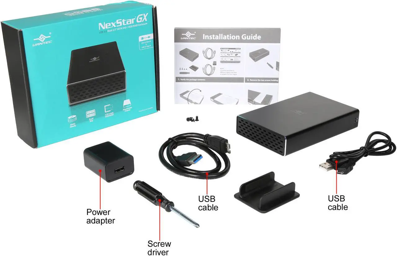 Alt view image 8 of 7 - VANTEC NST-272S3-BK NexStar GX USB 3.0 Dual 2.5" SATA SSD/HDD RAID Enclosure