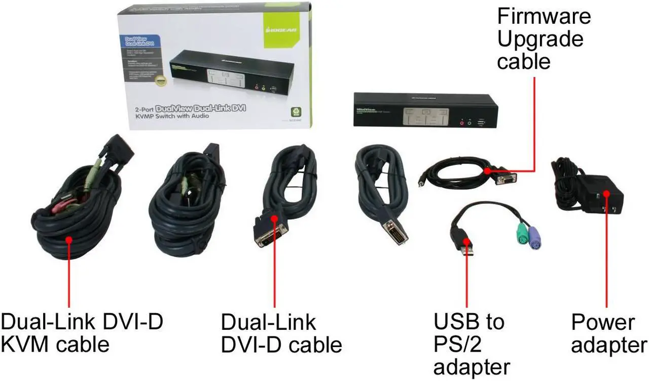 Alt view image 6 of 5 - IOGEAR GCS1642 2-Port Dual View Dual Link DVI KVMP Switch with Audio