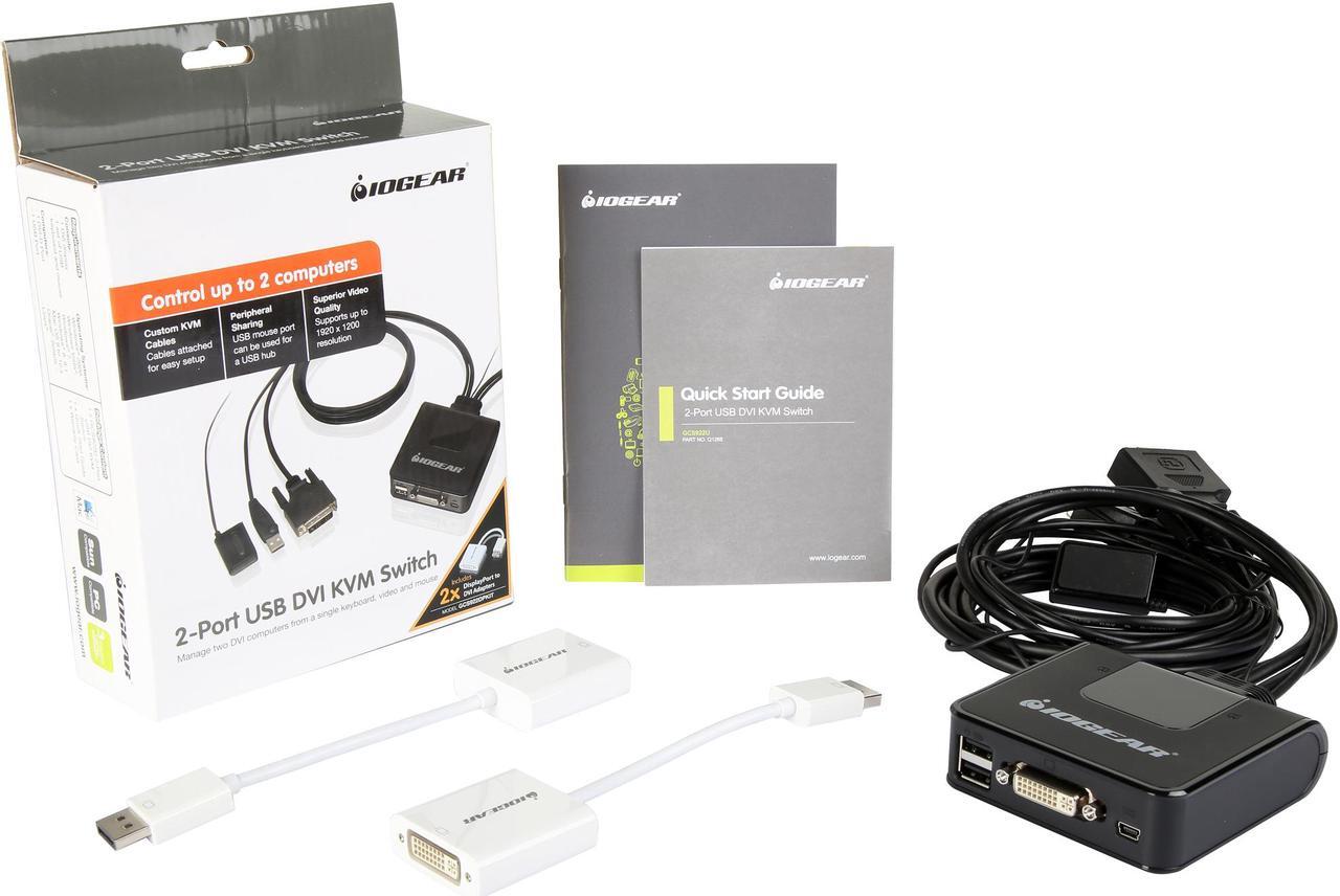 Alt view image 6 of 6 - IOGEAR GCS922DPKIT 2-Port DVI and DisplayPort Cable KVM Kit