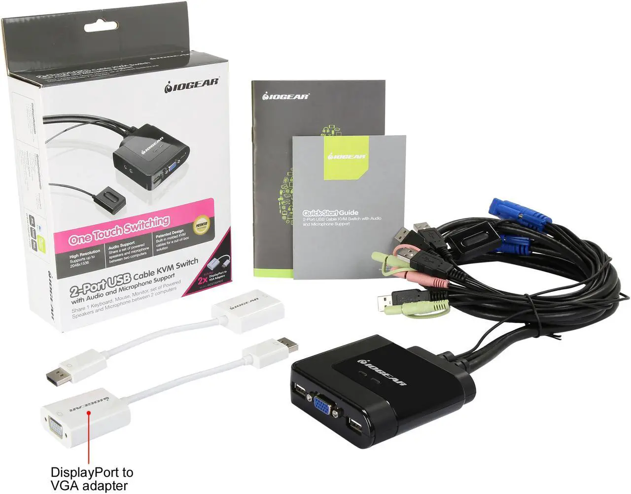 Alt view image 5 of 9 - IOGEAR GCS72DPKIT 2-Port VGA and DisplayPort Cable KVM Kit with Audio