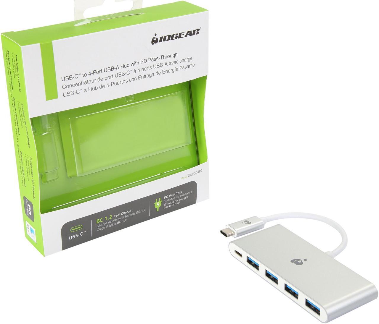 Alt view image 4 of 5 - IOGEAR GUH3C4PD USB-C to 4 Port USB-A Hub with Power Delivery Pass-Thru