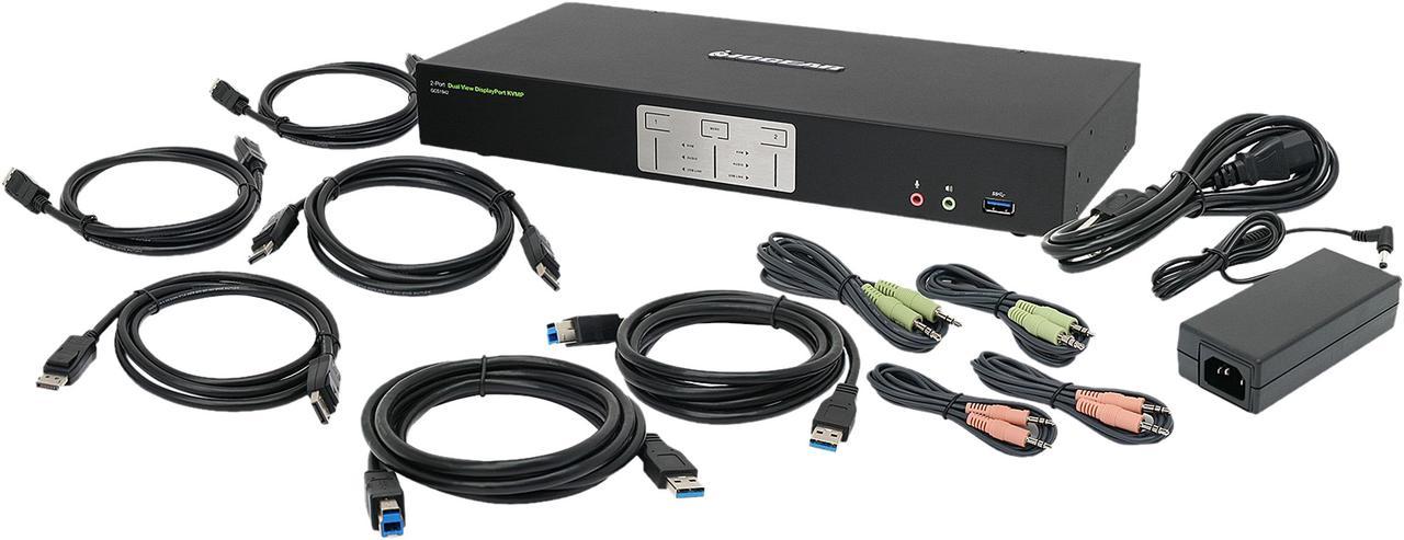 IOGEAR GCS1942 2-Port 4K Dual View DisplayPort KVMP with USB 3.0 Hub and Audio (TAA)