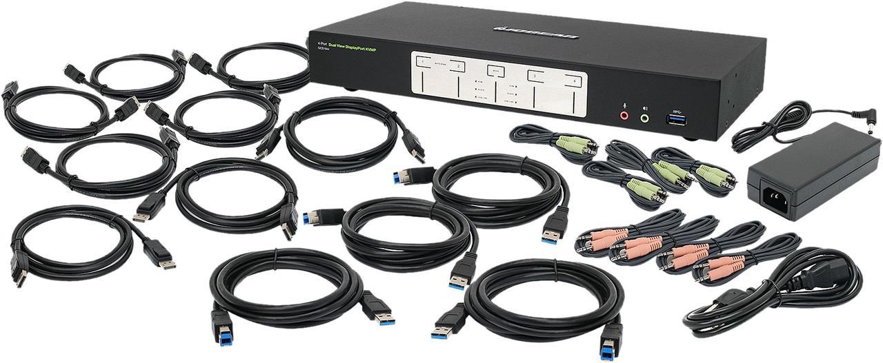 IOGEAR GCS1944 4-Port 4K Dual View DisplayPort KVMP with USB 3.0 Hub and Audio (TAA)