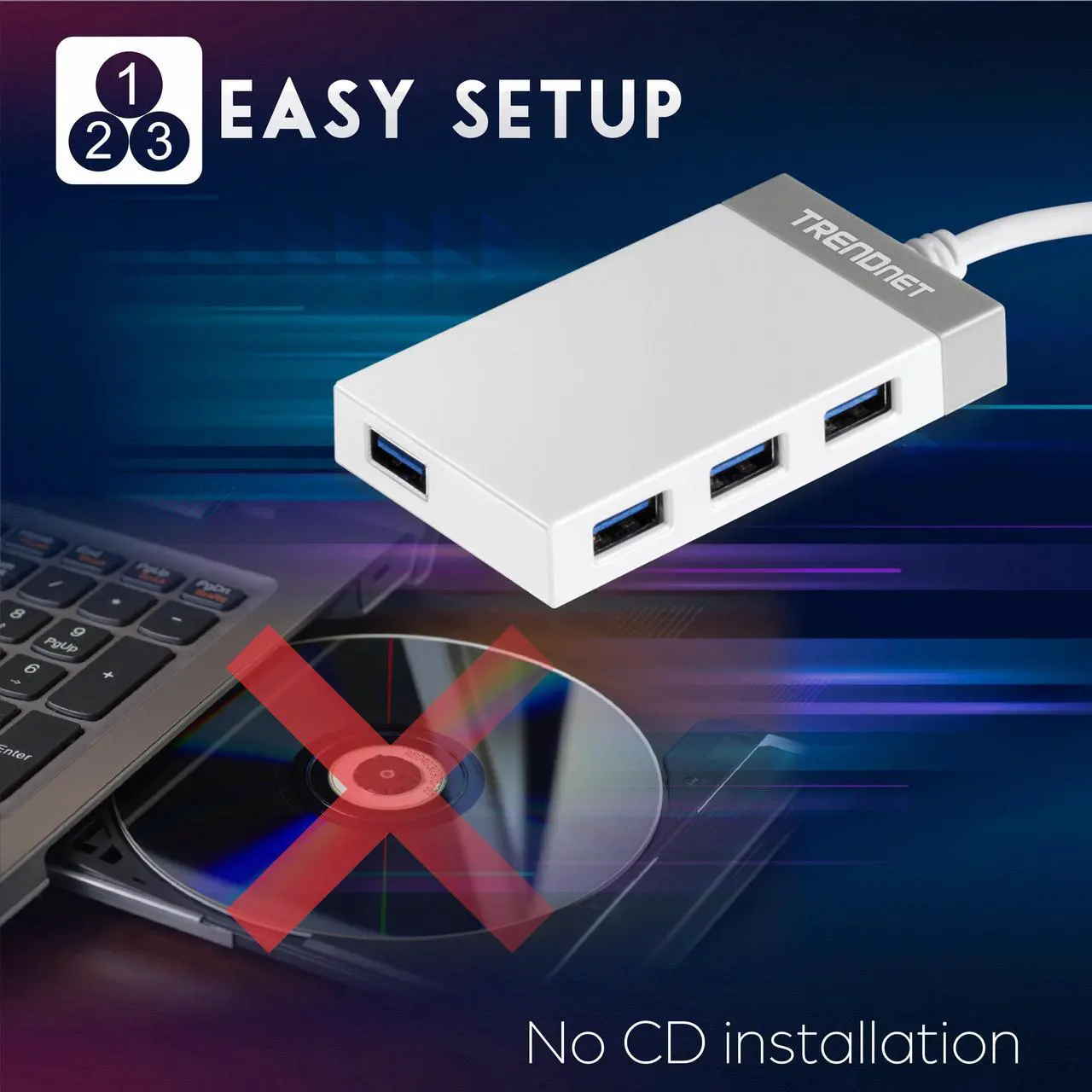 Alt view image 7 of 9 - TRENDnet TU3-H4E 4-Port USB 3.0 Mini Hub with integrated 14cm (5.5 in) USB 3.0 Cable for Windows, Mac OS, MacBook, and Surface Pro