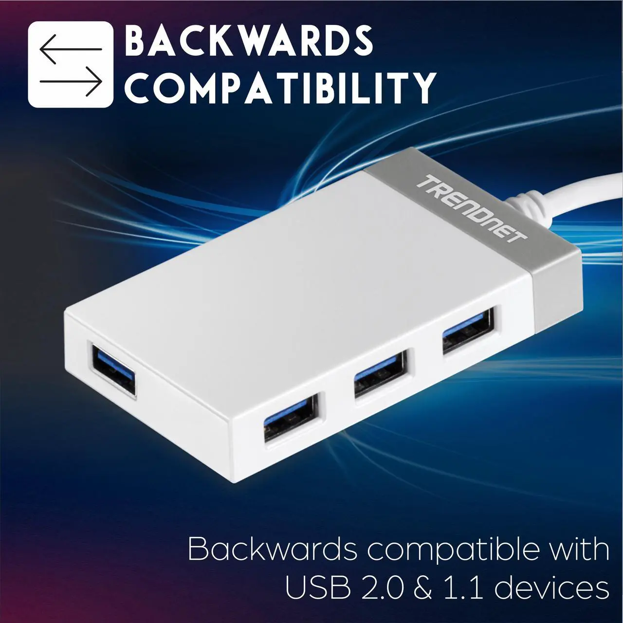 Alt view image 8 of 9 - TRENDnet TU3-H4E 4-Port USB 3.0 Mini Hub with integrated 14cm (5.5 in) USB 3.0 Cable for Windows, Mac OS, MacBook, and Surface Pro