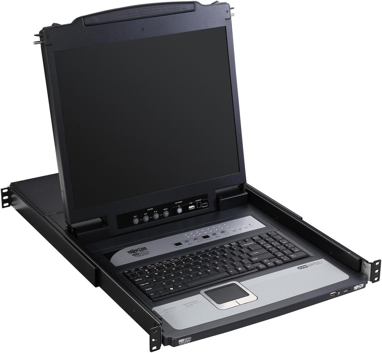Alt view image 4 of 8 - Tripp Lite 16-Port 1U Rack-Mount Console KVM Switch with 19-in. LCD + 8 PS2/USB Combo Cables (B020-U16-19-K)