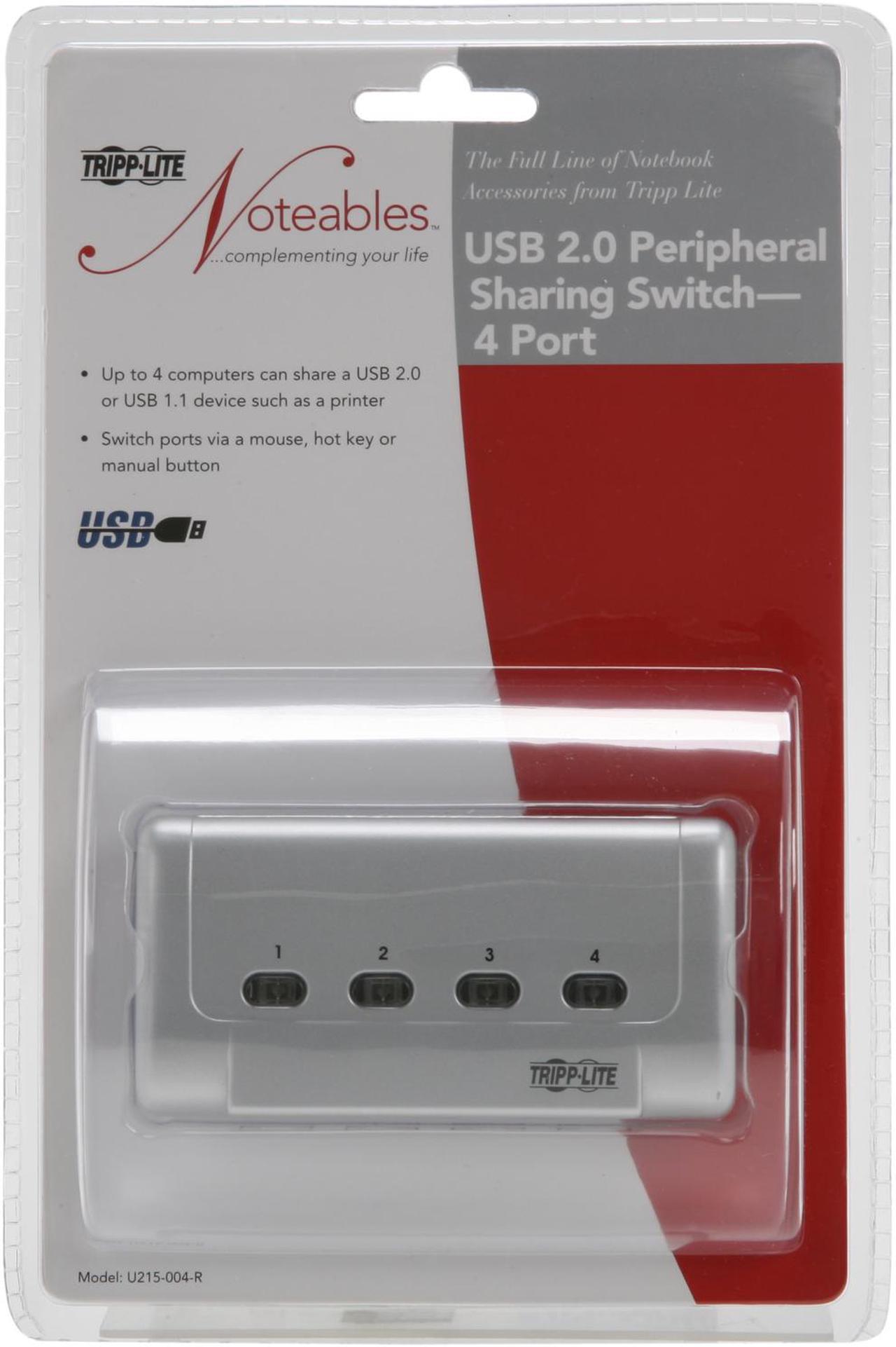 Alt view image 7 of 7 - Tripp Lite 4-Port USB 2.0 Hi-Speed Printer / Peripheral Sharing Switch (U215-004-R)