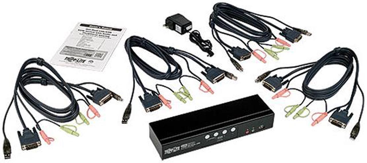 Alt view image 7 of 7 - Tripp Lite 4-Port DVI Dual-Link / USB KVM Switch w/ Audio and Cables