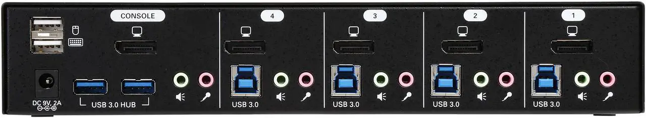 Alt view image 5 of 6 - TRIPP LITE B004-DPUA4-K 4-Port DisplayPort KVM Switch w/Audio, Cables and USB 3.0 SuperSpeed Hub